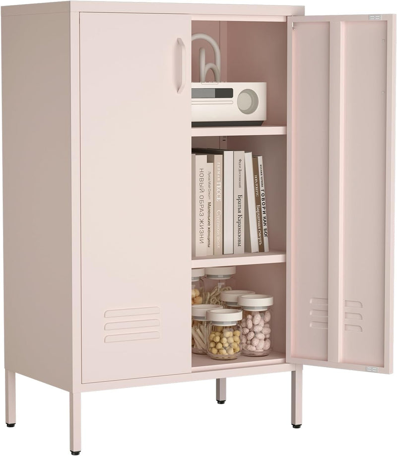 Metal Locker Storage Cabinet Accent Pantry with Doors