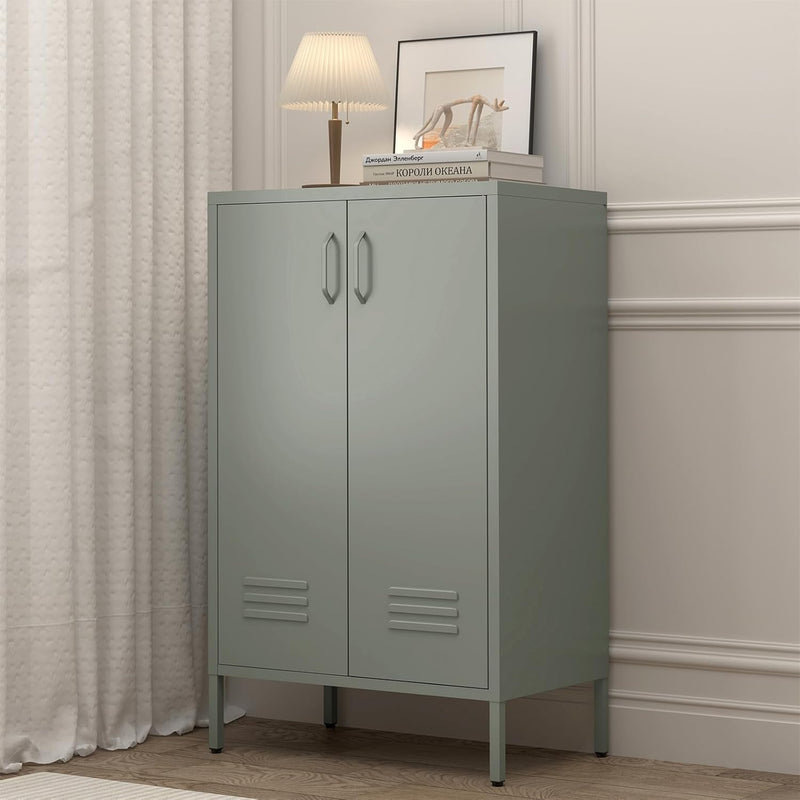 Metal Locker Storage Cabinet Accent Pantry with Doors