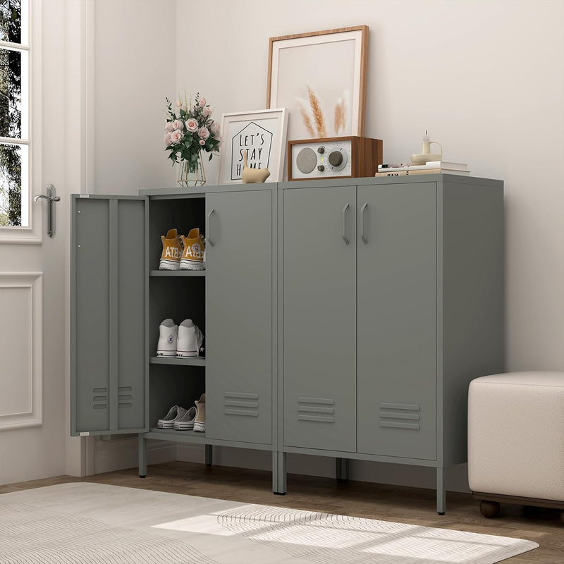 Metal Locker Storage Cabinet Accent Pantry with Doors