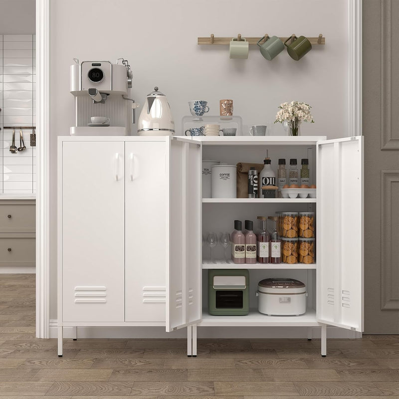 Metal Locker Storage Cabinet Accent Pantry with Doors