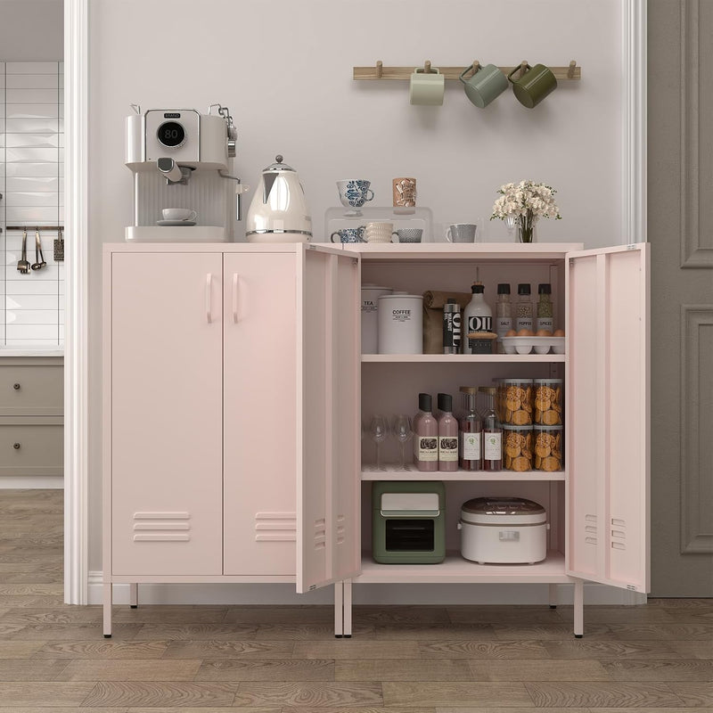 Metal Locker Storage Cabinet Accent Pantry with Doors