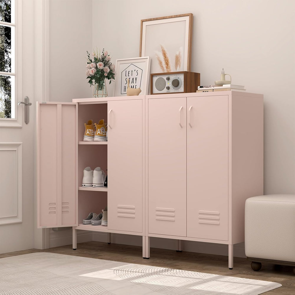 Metal Locker Storage Cabinet Accent Pantry with Doors
