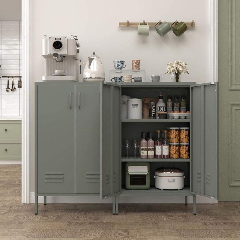 Metal Locker Storage Cabinet Accent Pantry with Doors