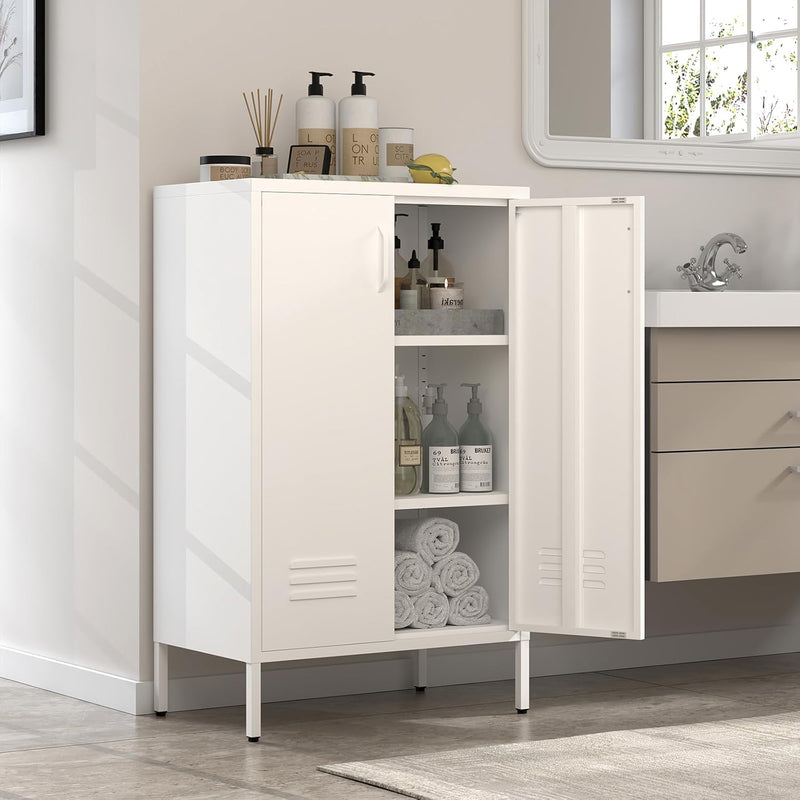 Metal Locker Storage Cabinet Accent Pantry with Doors