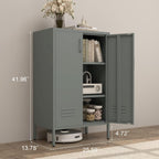 Metal Locker Storage Cabinet Accent Pantry with Doors