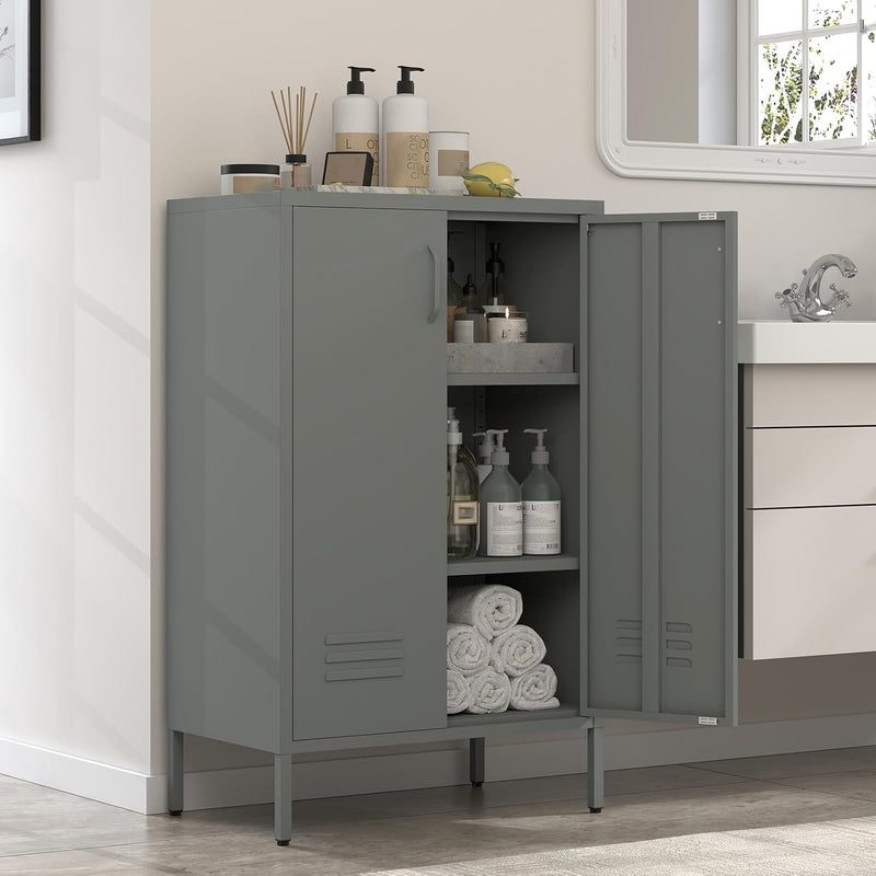 Metal Locker Storage Cabinet Accent Pantry with Doors