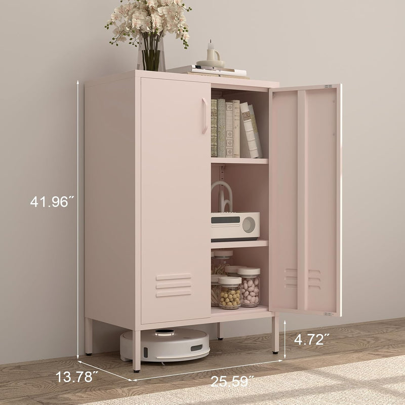 Metal Locker Storage Cabinet Accent Pantry with Doors