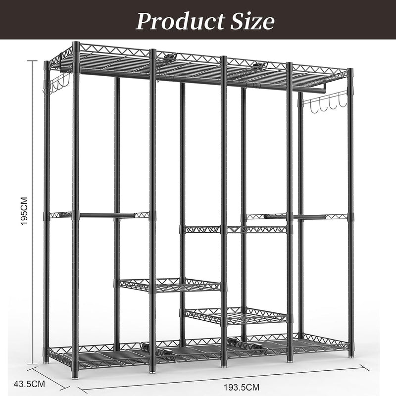 Metal Open Wardrobe Heavy Duty Clothes Rail