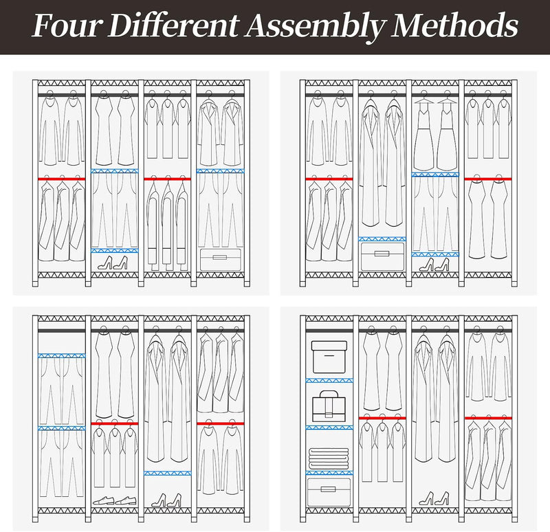 Metal Open Wardrobe Heavy Duty Clothes Rail