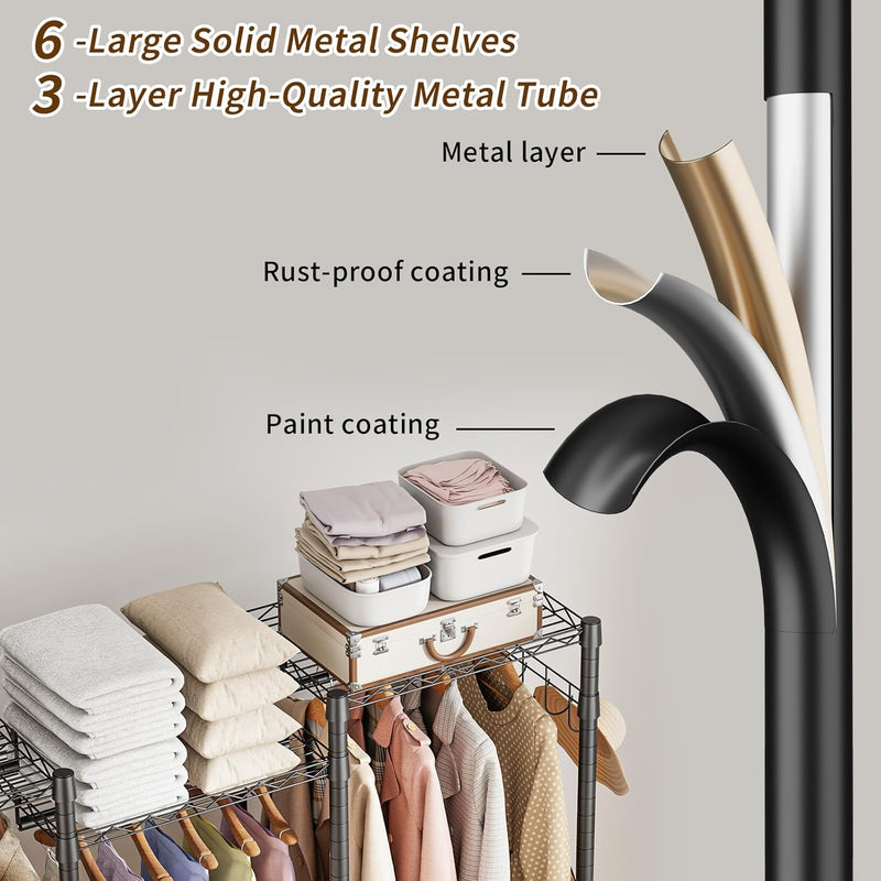 Metal Open Wardrobe Heavy Duty Clothes Rail