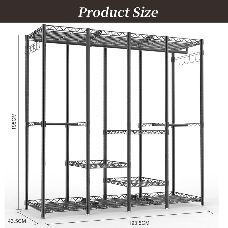 Metal Open Wardrobe Heavy Duty Clothes Rail 4