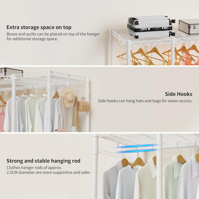 Metal Open Wardrobe Heavy Duty Clothes Rail 4