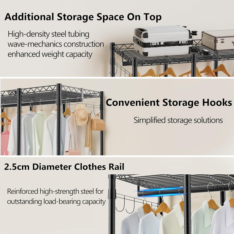 Metal Open Wardrobe Heavy Duty Clothes Rail 4