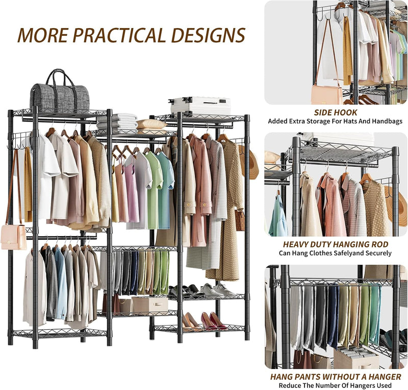 Metal Open Wardrobe Heavy Duty Clothes Rail
