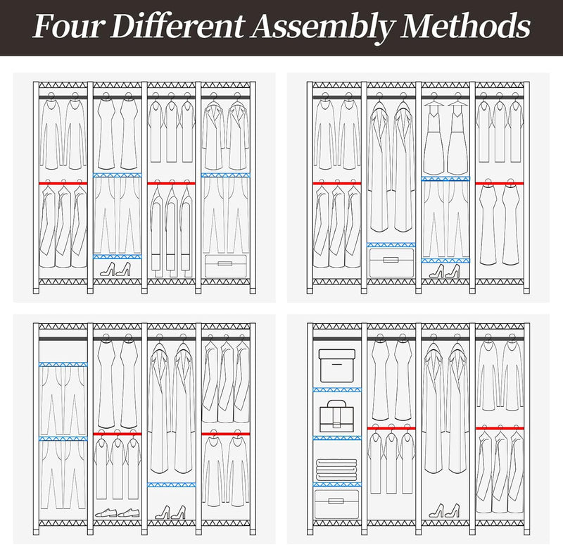 Metal Open Wardrobe Heavy Duty Clothes Rail 4