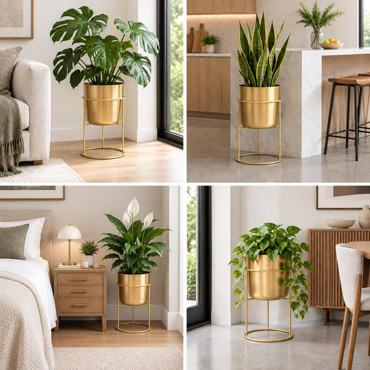 Metal Plant Pot with Painted Stand Xl 35CM