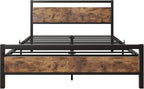 Metal Platform Bed Frame Size with Wooden Headboard