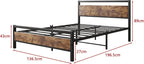 Metal Platform Bed Frame Size with Wooden Headboard