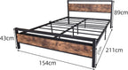 Metal Platform Bed Frame Size with Wooden Headboard