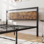 Metal Platform Bed Frame Size with Wooden Headboard