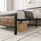 Metal Platform Bed Frame Size with Wooden Headboard