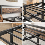 Metal Platform Bed Frame Size with Wooden Headboard