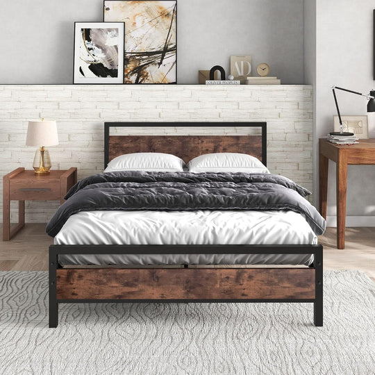 Bed Frame with Wooden Headboard