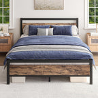 Metal Platform Bed Frame Size with Wooden Headboard