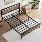 Metal Platform Bed Frame Size with Wooden Headboard