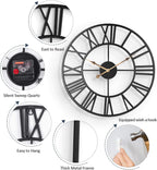 Metal Skeleton Wall Clock European Farmhouse Vintage