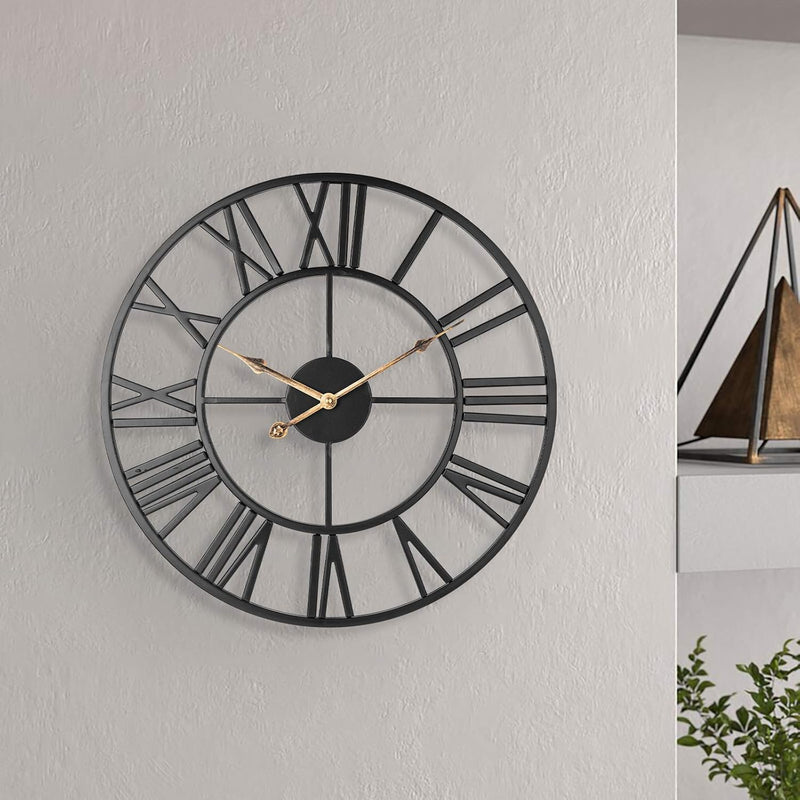 Silent Metal Skeleton Wall Clock European Farmhouse
