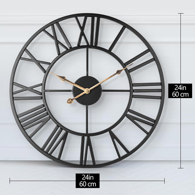 Silent Metal Skeleton Wall Clock European Farmhouse