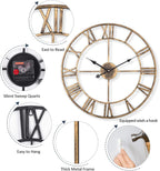 Metal Skeleton Wall Clock European Farmhouse Vintage