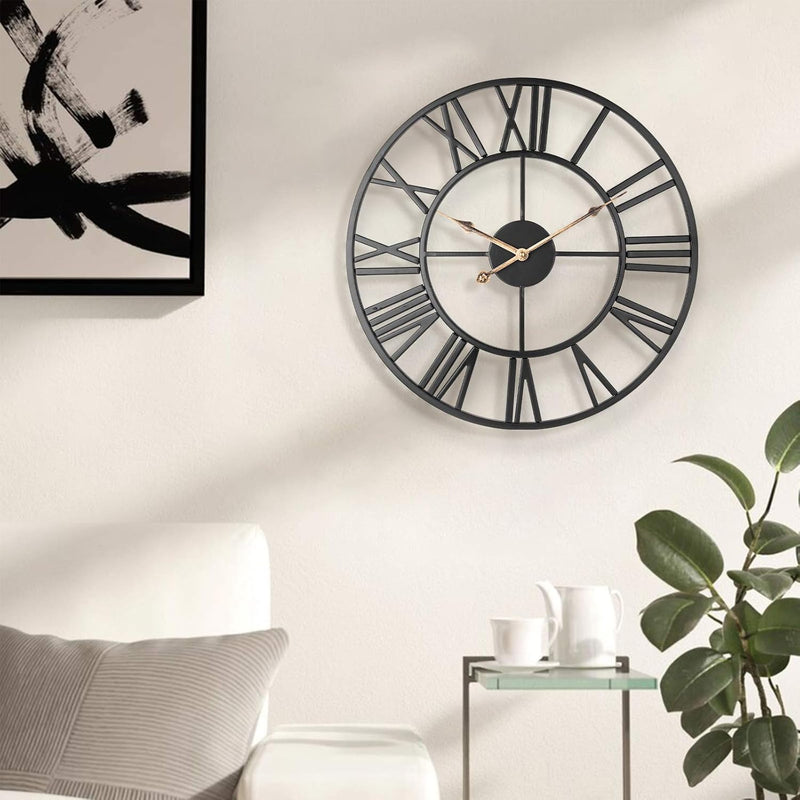 Silent Metal Skeleton Wall Clock European Farmhouse