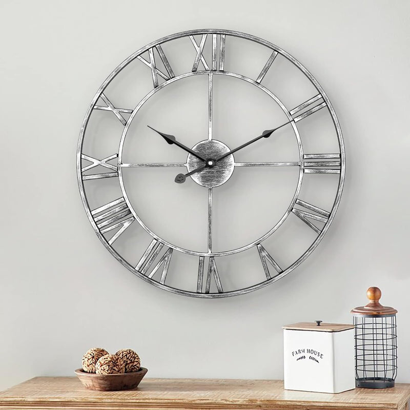 Silent Metal Skeleton Wall Clock European Farmhouse