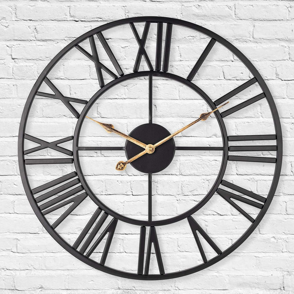 Silent Metal Skeleton Wall Clock European Farmhouse