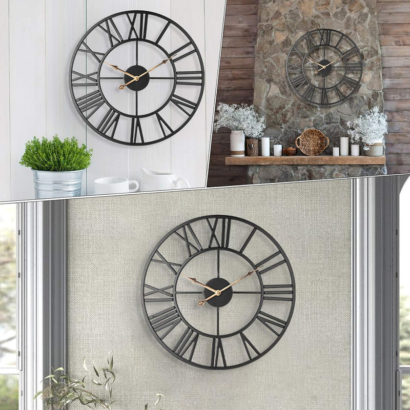 Silent Metal Skeleton Wall Clock European Farmhouse