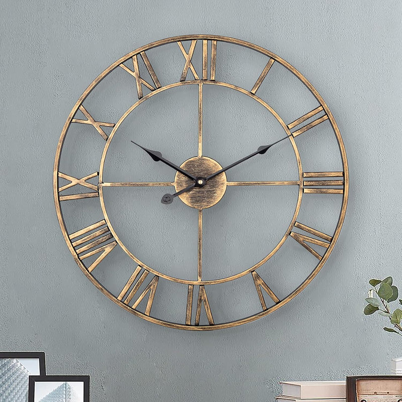 Silent Metal Skeleton Wall Clock European Farmhouse