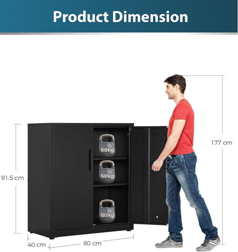 Metal Storage Cabinet Locking Garage 3-Tier Office