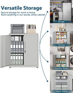Metal Storage Cabinet Locking Garage 3-Tier Office