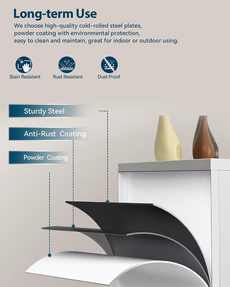 Metal Storage Cabinet Locking Garage 3-Tier Office