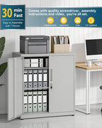 Metal Storage Cabinet Locking Garage 3-Tier Office