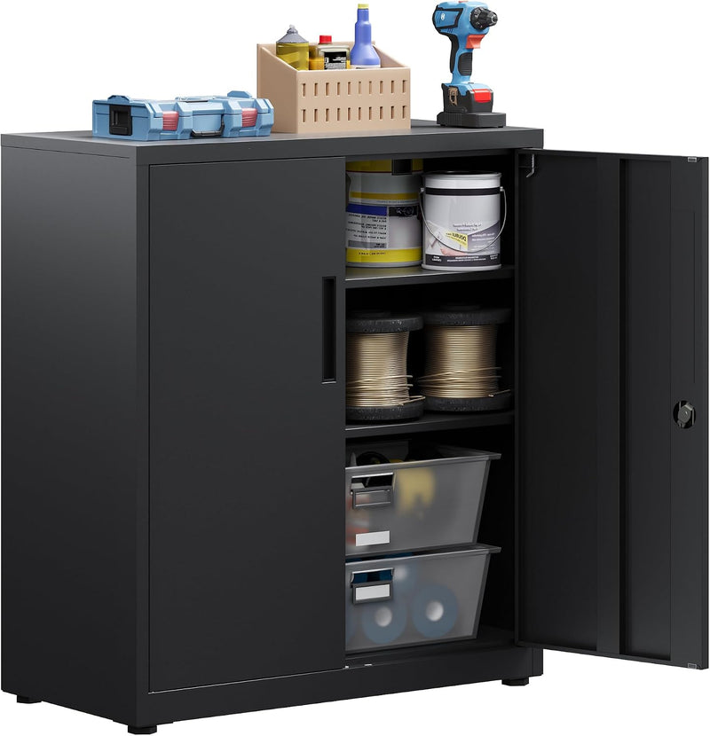 Metal Storage Cabinet Locking Garage 3-Tier Office