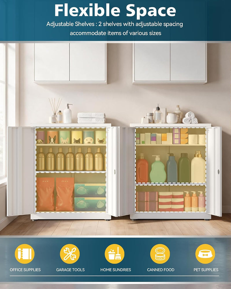 Metal Storage Cabinet Locking Garage 3-Tier Office