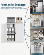 Metal Storage Cabinet Locking Garage 3-Tier Office