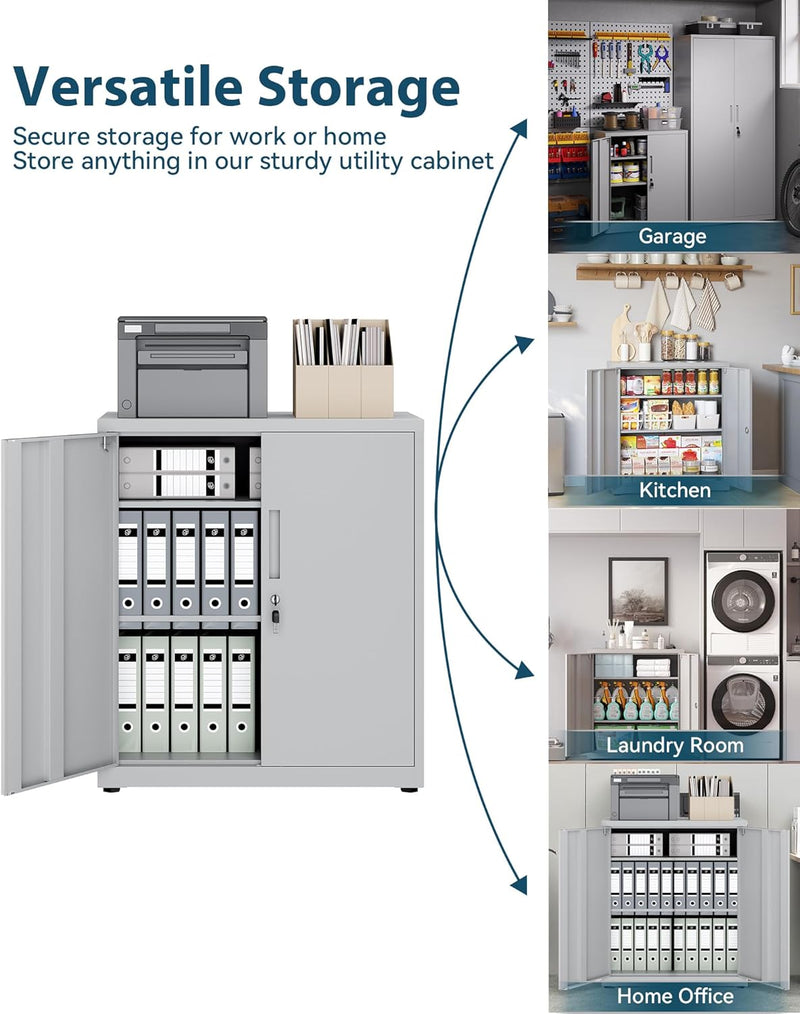 Metal Storage Cabinet Locking Garage 3-Tier Office
