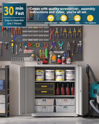 Metal Storage Cabinet Locking Garage 3-Tier Office