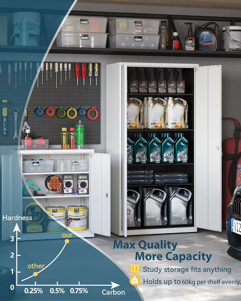 Metal Storage Cabinet Locking Garage 3-Tier Office