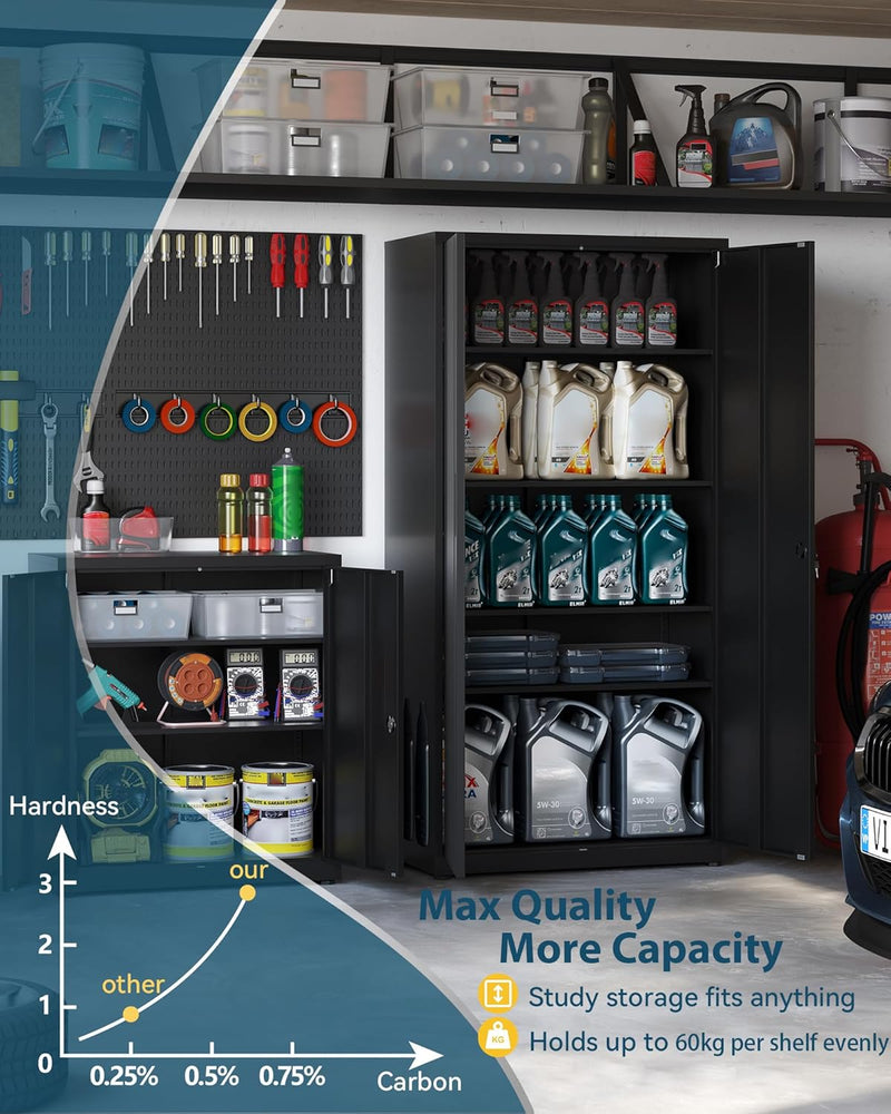 Metal Storage Cabinet Locking Garage 3-Tier Office