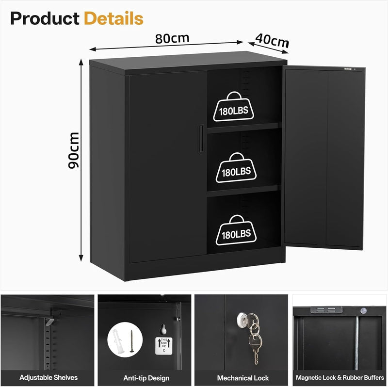 Metal Storage Cabinet Locking with Doors Shelves